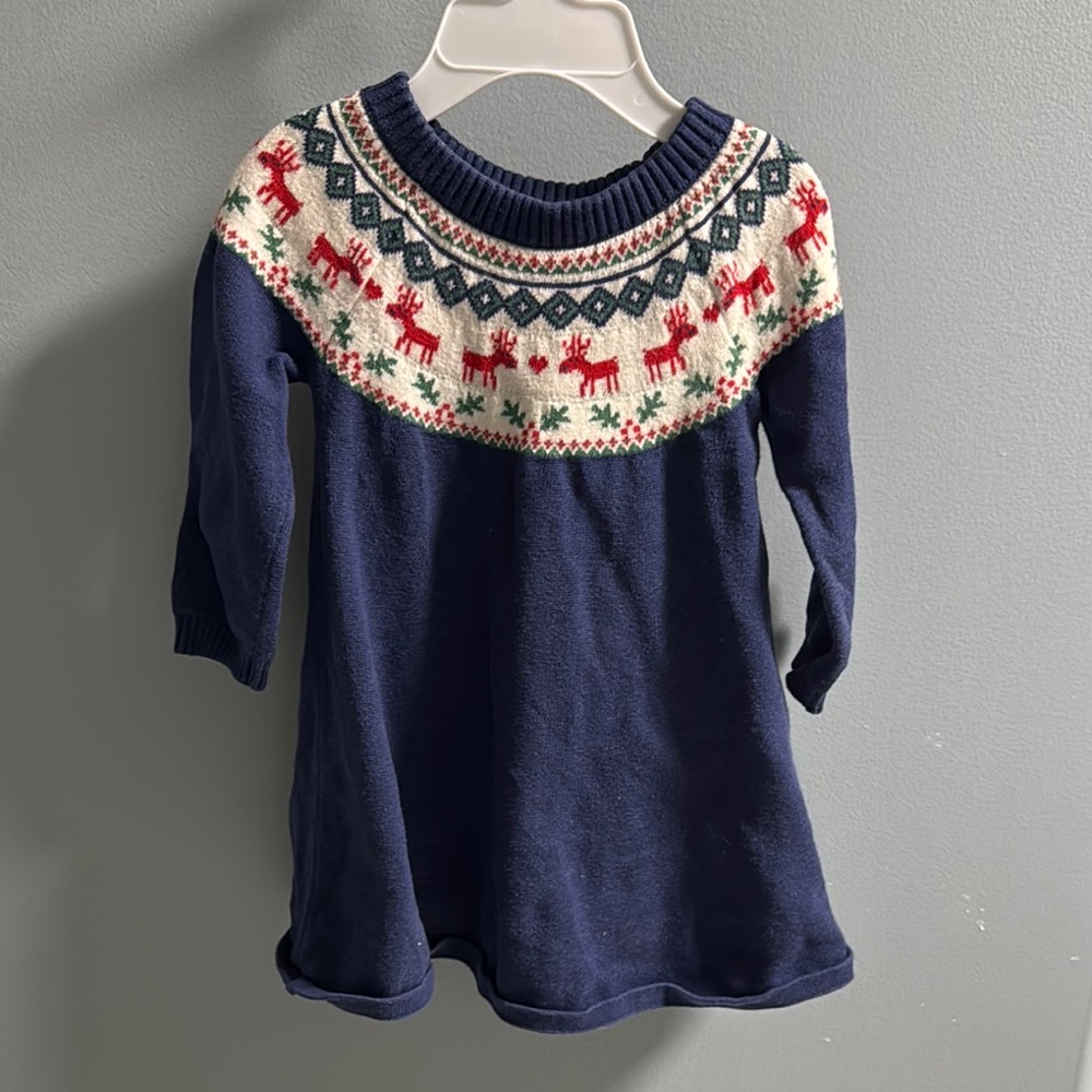 Holiday Sweater Dress with Fair isle Pattern